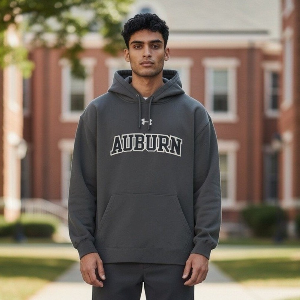 Under Armour Auburn Tigers Hoodie Mens XXL Charcoal Gray Fleece Pullover NCAA